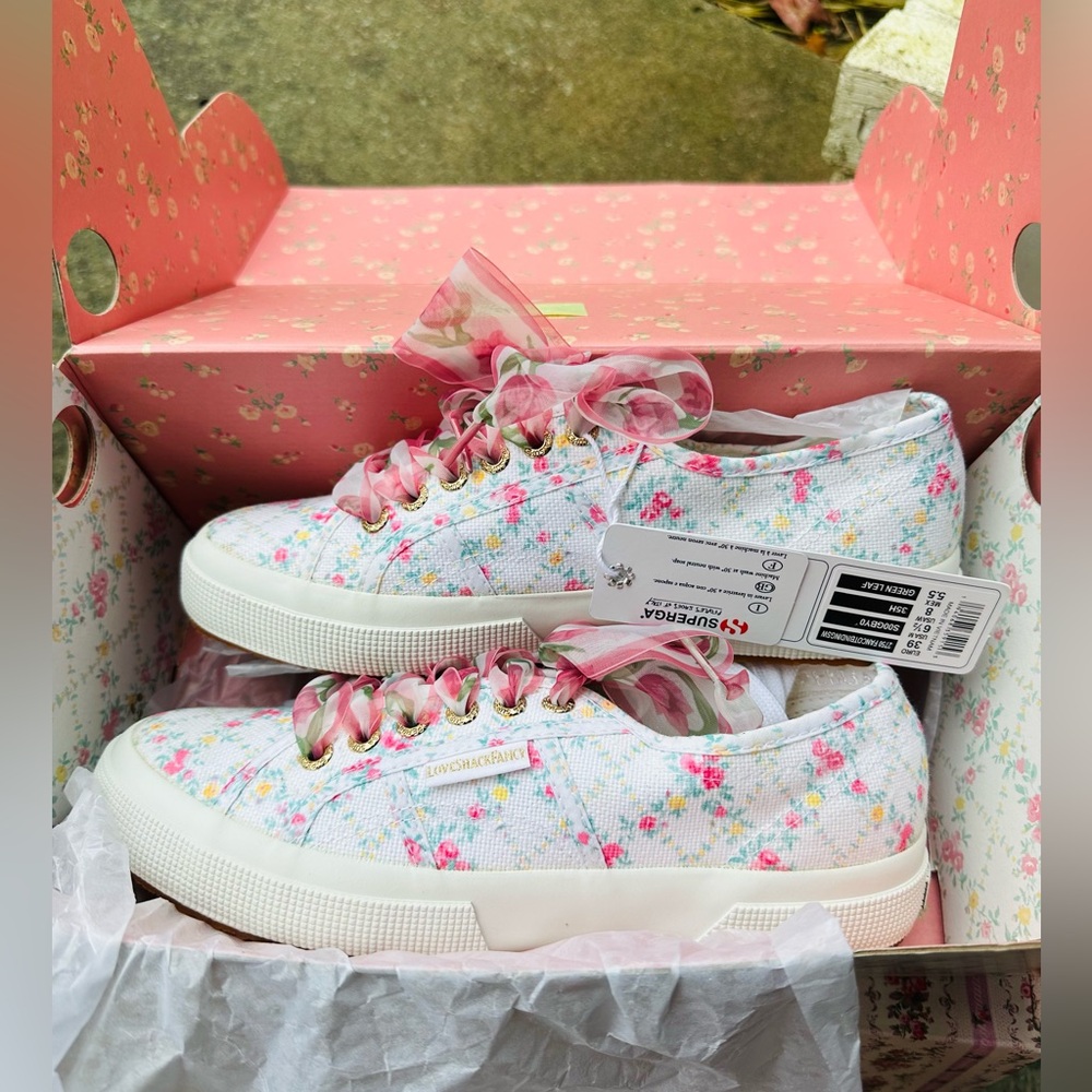 LoveShackFancy x Superga 2750 Fancot Floral Sneaker - Green Leaf - Picture 3 of 5